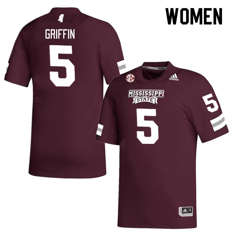 Women #5 Lideatrick Griffin Mississippi State Bulldogs College Football Jerseys Stitched Sale-Maroon